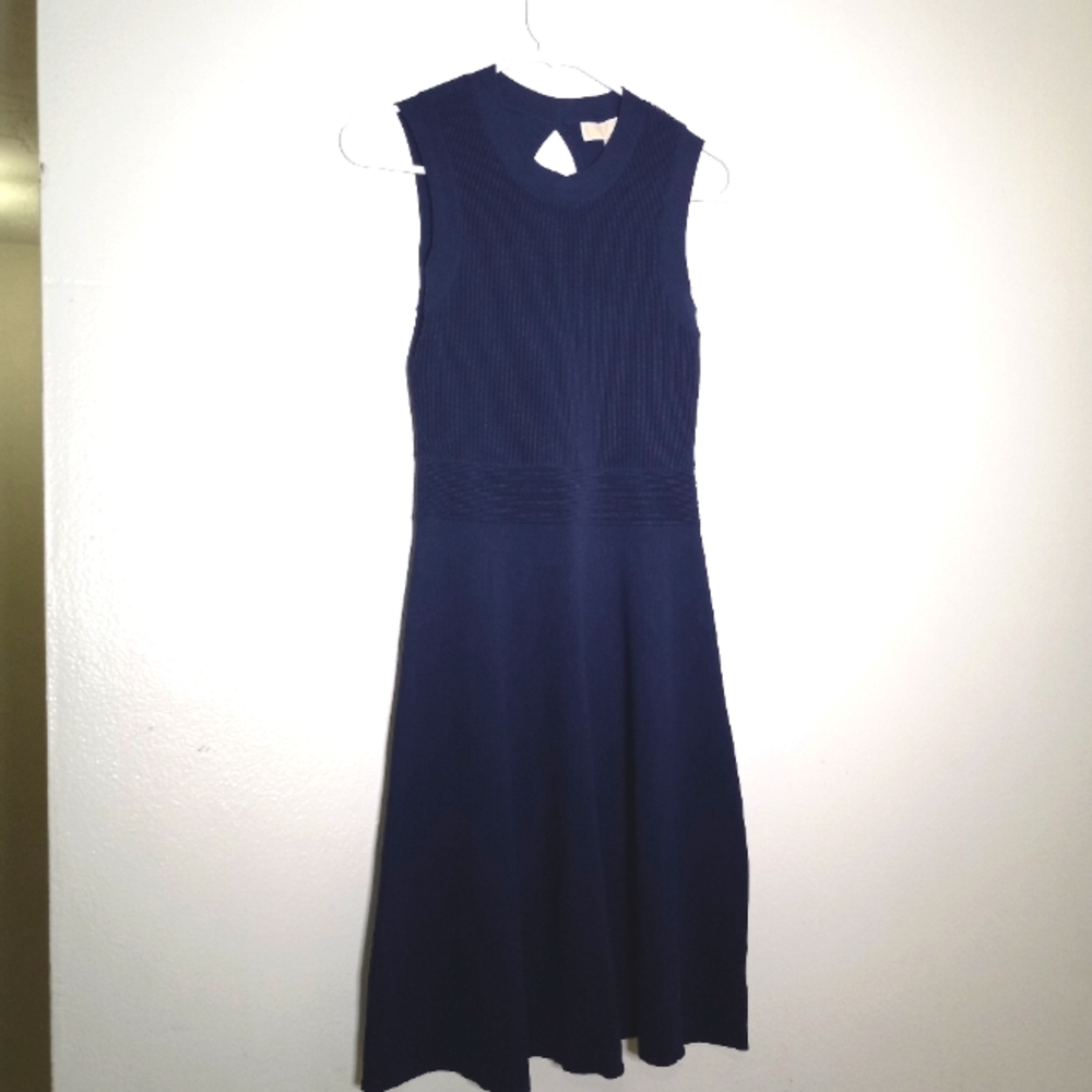 MICHAEL KORS Midi Dress, Yarn-like material beautiful, Night blue color size XS. - Picture 1 of 7